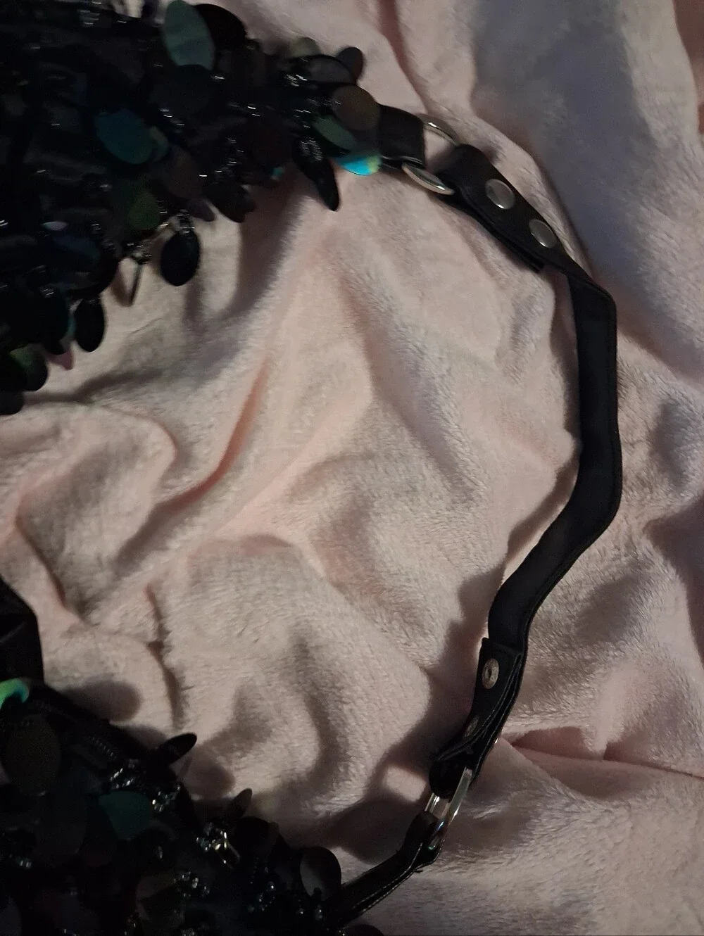 Y2K Sequin-Embellished Black Iridescent Slouch Hobo Bag